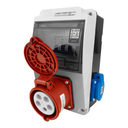 Wandverteiler XS-S 32A 2x230V IP44 Stromverteiler Komplett Verdrahtet Doktorvolt DV-5077-F