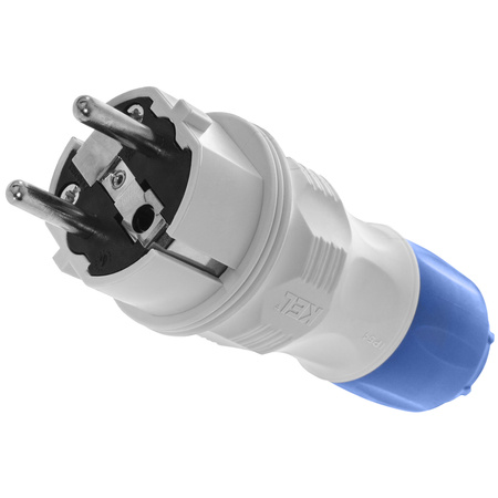 Zerlegbarer gerader Stecker WT-54 IP54 2P+E 16A 250V Uni-Schuko grau-blau W-97976