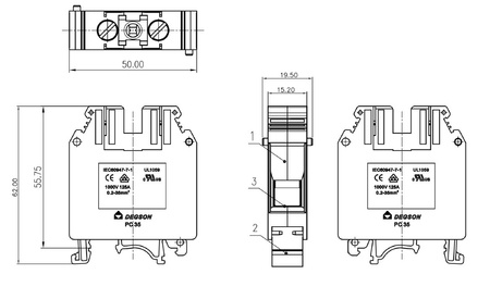 Reihenklemme 35mm2 Schraubklemme Blau VDE UL PC35-01P-12-00A(H)