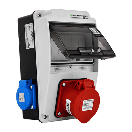 Wandverteiler XS 32A 2x230V IP44 Stromverteiler Komplett Verdrahtet Doktorvolt DV-5091-F