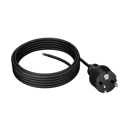 Anschlusskabel 5m IP44 mit geradem Stecker 250V 16A 3x1 mm² H07RN-F PP-40H Schwarz W-97211