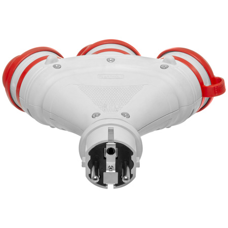 Tragbarer Verteiler Grau-Rot R-X3/44S IP44 3×2P+E 16A 250V Schuko W-01159