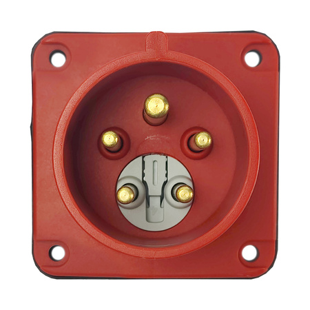 CEE Einbaustecker mit Phasenwender gerade 5P 16A 400V IP44 75x75 3105-354-1600