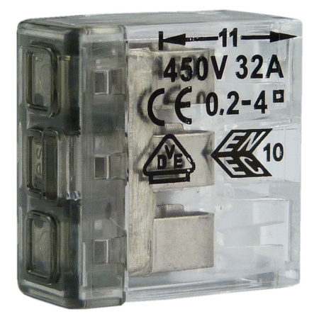 Dosenklemme 3x0,2-4mm2 Verbindungsklemme 450V 32A transparent Bemko 1 Stück 50 Stück E03-P053-100
