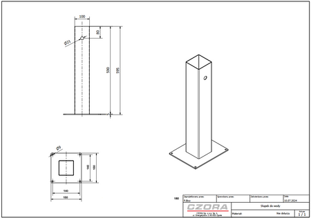 Wassersäule Gartenpfosten mit Wasserhahn dekorative Wasserzapfstelle anthrazit Wasserzapfsäule Doktorvolt DV-5145