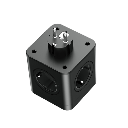 Steckdosenadapter mit 4x 230V Schuko Steckdosen 2x USB-A 1x USB-C Schwarz W-00359