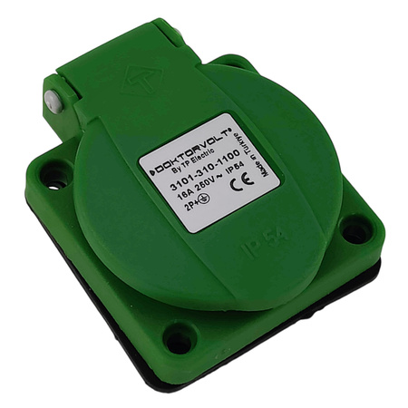 Einbausteckdose 230V 16A IP54 Steckdose Anbausteckdose grün SCHUKO System TpE 3101-310-1100