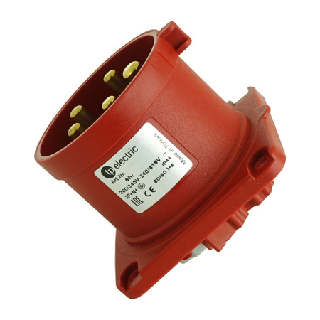 CEE Einbaustecker mit Phasenwender gerade 5P 32A 400V IP44 3107-354-1600