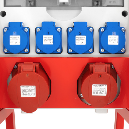 Baustromverteiler 16A 32A CEE 4x230V und Ständer mit Dach  TGD-S/FI  mit Stecker und Kabel  Stromverteiler Wandverteiler mit VDE Sicherungen Doktorvolt DV-6074-D
