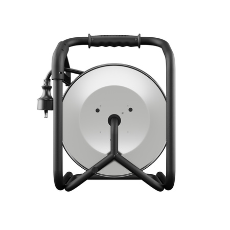 Kabeltrommel 25m HEAVY LINE 3x2,5mm Schwarz mit Metalltrommel 4x 230V-Steckdosen W-99445