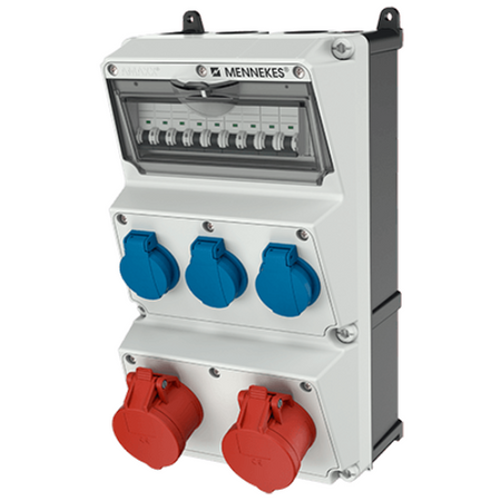 Wandverteiler AMAXX Stromverteiler 16A 3x230V IP44 CEE Schuko EAC Mennekes Steckdosen-Kombination 930003