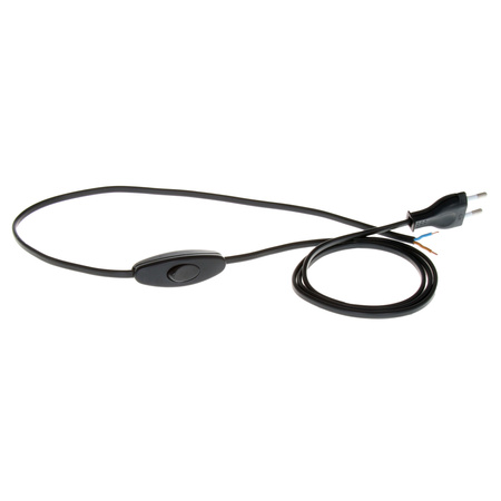 Anschlusskabel mit Schalter PWK-11 1,5 m 2x0,75 mm² mit Flachstecker 250 V 16 A Schwarz W-99707