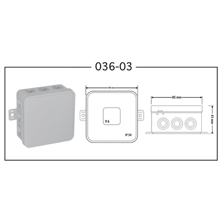 Abzweigdose V6 Aufputzdose 12 Einführungen grau 400V 036-03