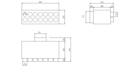 Lüftungsverteiler Verteilerkasten 14x75 Ø160 Wohnraumlüftung Luftverteiler E-KRT-14x75/160-OC