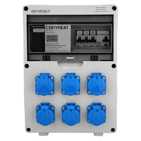 Stromverteiler DV TD-S/FI 6x230V Baustromverteiler Doktorvolt® DV-1769-D