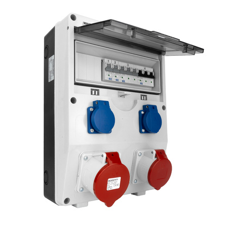 Baustromverteiler 32A 16A 2x230V Schuko System Stromverteiler Mennekes-Steckdosen Walter-Kraft KW-0003-D