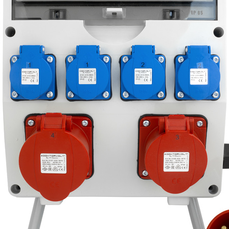 Baustromverteiler mit Stecker 16A 32A 4x230V auf Ständer Mobilverteiler Stromverteiler TGD-S/FI 32A 16A 4x230V Stromverteiler Wandverteiler mit VDE Sicherungen Doktorvolt DV-6050-D