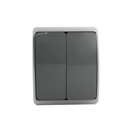 Wandschalter Doppelschalter Lichtschalter Ausschalter IP44 grau/anthrazit 152-08 DV 152-08-DRV
