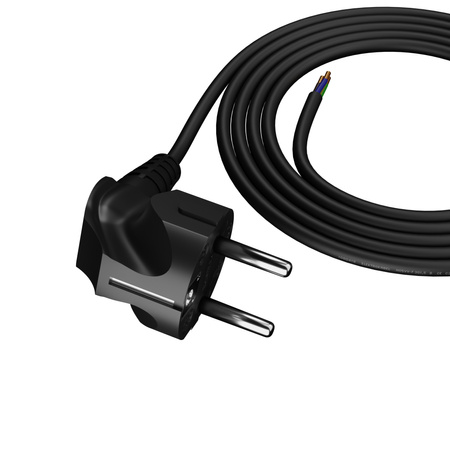Anschlusskabel 1m mit Winkelstecker Uni-Schuko 250V 16A 3x1 mm² OMY PP-50 Schwarz W-97164