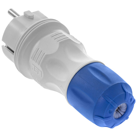 Zerlegbarer gerader Stecker WT-54 IP54 2P+E 16A 250V Uni-Schuko grau-blau W-97976
