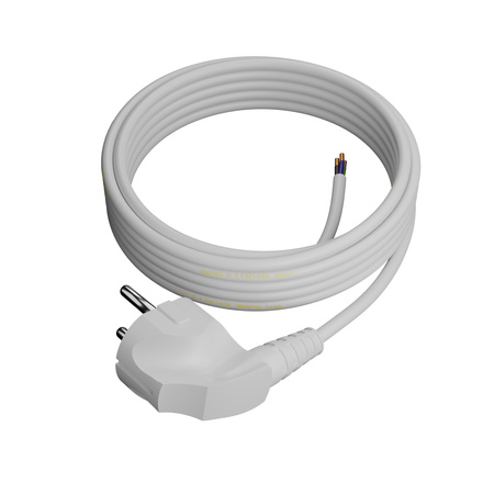 Anschlusskabel 5m mit Winkelstecker Uni-Schuko 250V 16A 3x0,75 mm² OMY PP-50 Weiß W-97161