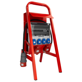 Baustromverteiler 16A 32A CEE 4x230V und Ständer mit Dach  TGD-S/FI  mit Stecker und Kabel  Stromverteiler Wandverteiler mit VDE Sicherungen Doktorvolt DV-6074-D