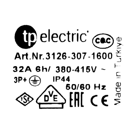 Aufputz Wandsteckdose CEE 4P 32A IP44 400V VDE TP Electric 3126-307-1600