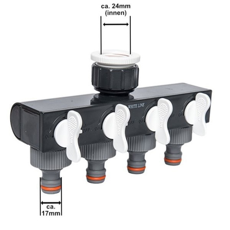 4 Wege-Verteiler Wasserverteiler Schlauchverteiler Regelbar für 1" Hahn mit 3/4" Adapter BRADAS WL-3033
