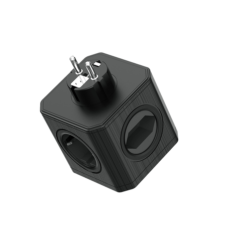 Steckdosenadapter mit 4x 230V Steckdosen und 3x USB-A Schwarz W-00358