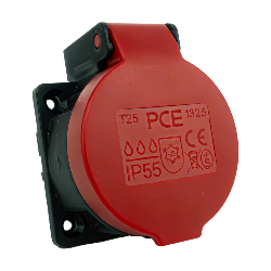 Anbausteckdose 16A 230V IP55 Einbausteckdose Schutzkontakt rot Schweizer System T25 PCE 1325
