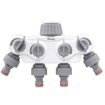 4-Wege-Verteiler mit Ventilen am Wasserhahn 1" mit Reduktion auf 3/4" WL-3034K