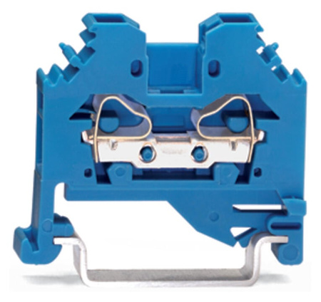 Steckverbinder WAGO Klemmen 281‑104 2-polig für DIN‑Schiene 35 mm CAGE CLAMP 30A 10 mm² blau 281-104
