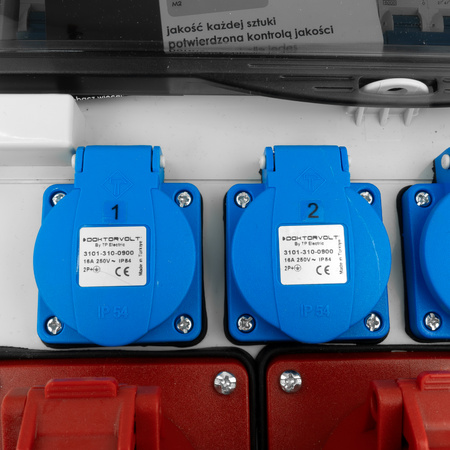 Baustromverteiler 3x16A 2x32A CEE 4x230V Stromverteiler mit Handgriff und Anbaustecker Doktorvolt TR-S/FI DV-5053-D