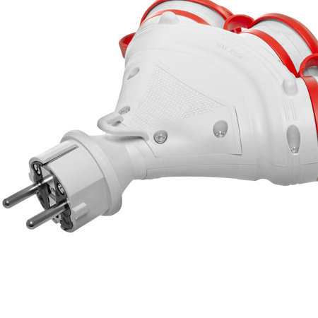 Tragbarer Verteiler Grau-Rot R-X3/44S IP44 3×2P+E 16A 250V Schuko W-01159