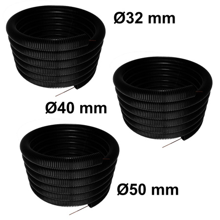 Wellrohr mit Zugdraht Wellschlauch Isolierrohr 750N 25m Ø32mm Ø40mm Ø50mm FEPCT50