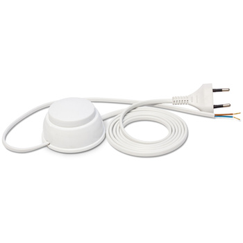 Anschlusskabel mit Fußschalter PWN-2 3m 2x0,75 mm² mit Flachstecker 250V 16A Weiß W-10145