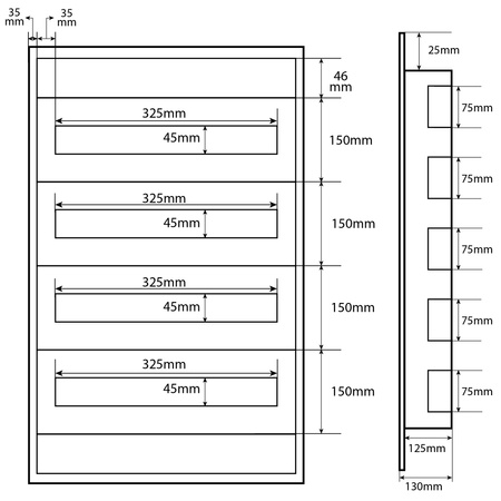 Doktorvolt Verteilerkasten Unterputz Sicherungskasten aus Metall 72 Module 4-reihig IP30 MP72/4/18