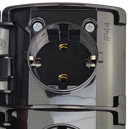 Doppel Aufputz Steckdose Schwarz Schuko ViPlast IP44 182-05