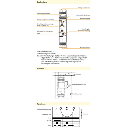 ELKO Dämmerungsschalter SOU-1 analog mit Sensor SKS-100 SOU-1/UNI + FOTOSENS