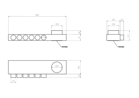 Lüftungsverteiler Verteilerkasten 6x75 Ø200 Wohnraumlüftung Luftverteiler E-KRRR-6x75/200-OC