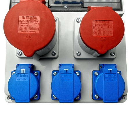 Baustromverteiler 32A 16A 3x230V LS-Schalter und FI-Schalter Stromverteiler Steckdosen Bals WK-4328-D