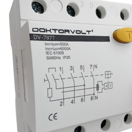 Doktorvolt Fehlerstromschutzschalter 63A 4P 30mA Typ AC Fi-Schalter RCD DV-7877