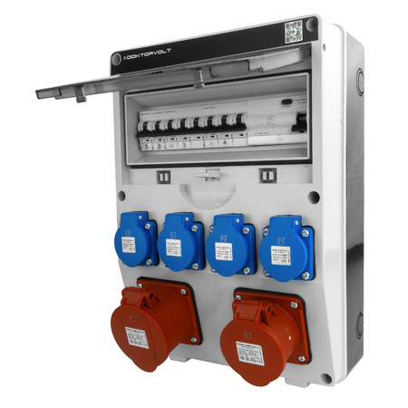 Baustromverteiler CEE 32A 16A TGD-S/FI 4x230V Stromverteiler Wandverteiler Doktorvolt DV-5541-D