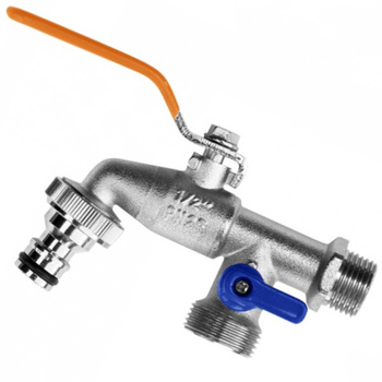 DUO Doppelanschluß Kugelhahn Wasserhahn 3/4" AG mit 2x AG 1" Abgang BRADAS GKK0534