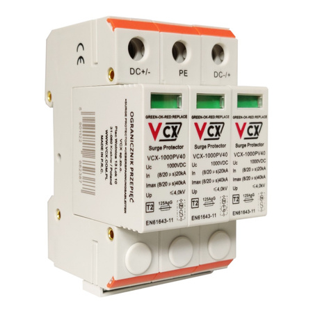 Überspannungsschutz 1000V DC 3P 40kA T2 C Gas Ableiter DC C3P 1000 PV40 GDT