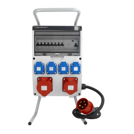 Baustromverteiler mit Stecker 16A 32A 4x230V auf Ständer Mobilverteiler Stromverteiler TGD-S/FI 32A 16A 4x230V Stromverteiler Wandverteiler mit VDE Sicherungen Doktorvolt DV-6050-D