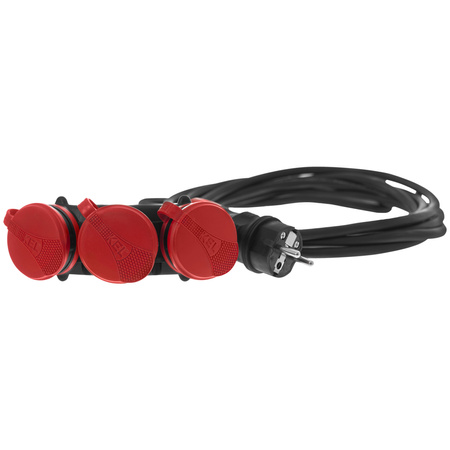 Dreifach-Verlängerungskabel 10m 250V 16A Schuko 3×2P+Z H05RR-F 3×2,5 mm² IP44 W-01192