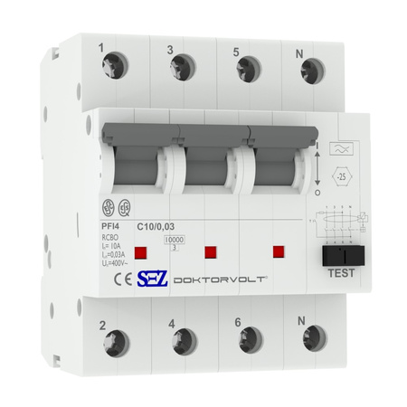 SEZ FI/LS C10 30mA 4p 10kA RCBO FI/LS-Schalter 0090921 Kombi Schalter 1459