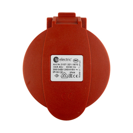 Einbausteckdose CEE 32A Steckdose 400V 5P 70x70 mm VDE TP Electric 3107-321-1670