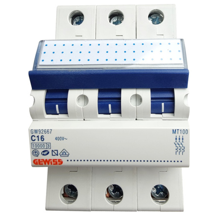 GEWISS Leitungsschutzschalter C16A 3P 10kA VDE PR63 Sicherungsautomat GW92667